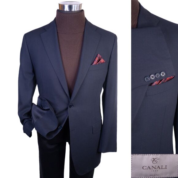 CANALI Travel Water Resistant Blazer Sport Coat Casual Jacket Sz 42L Wool Blue - Picture 1 of 15